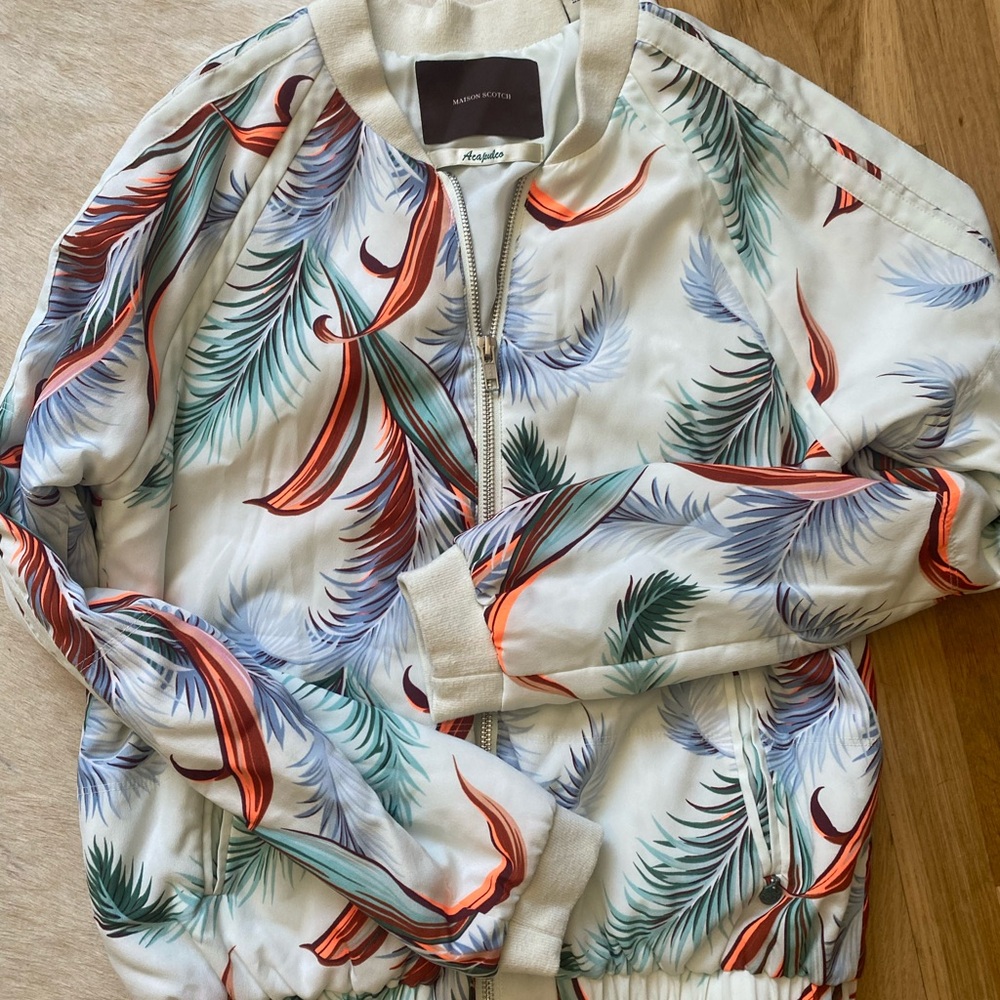 Tropical Print Bomber Jacket